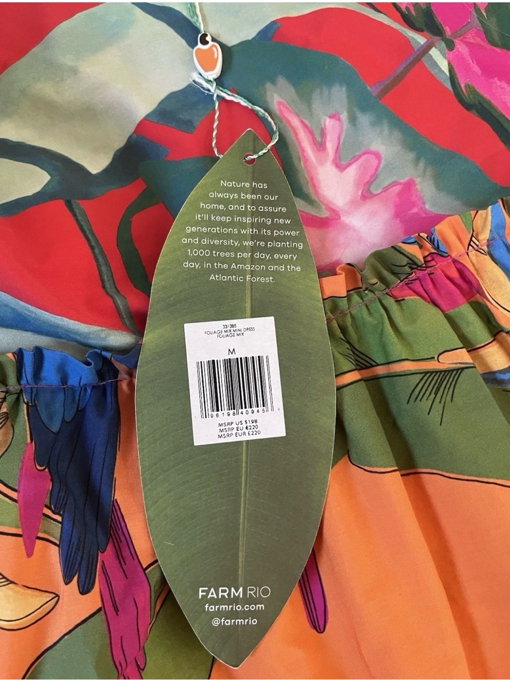 FARM RIO Foliage Floral Mini Dress Tropical Print Size M - MSRP $198 - Picture 8 of 11